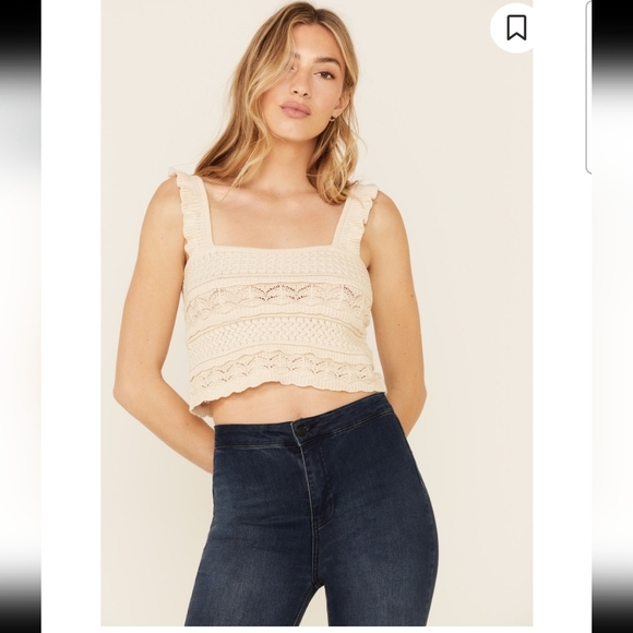 By Together Tops - 100% Cotton By Together Crochet Knit Crop Top Size Medium